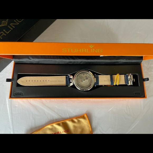 Stuhrling 127A Special Reserve Emperor Grandeur Skeleton Auto Dual Time Men *New - Picture 5 of 9